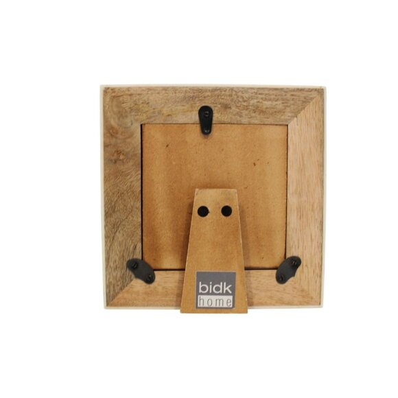 BIDK Home Wood Square Picture Frame Brown White Holds 4"x4" Photo (Total 6"x6") - Picture 2 of 9